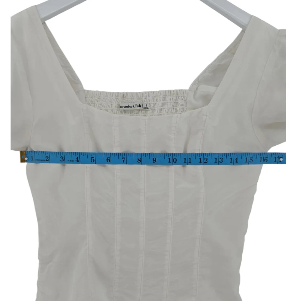 Abercrombie & Fitch Square Neck Puff Sleeve Blouse Small Side Zip